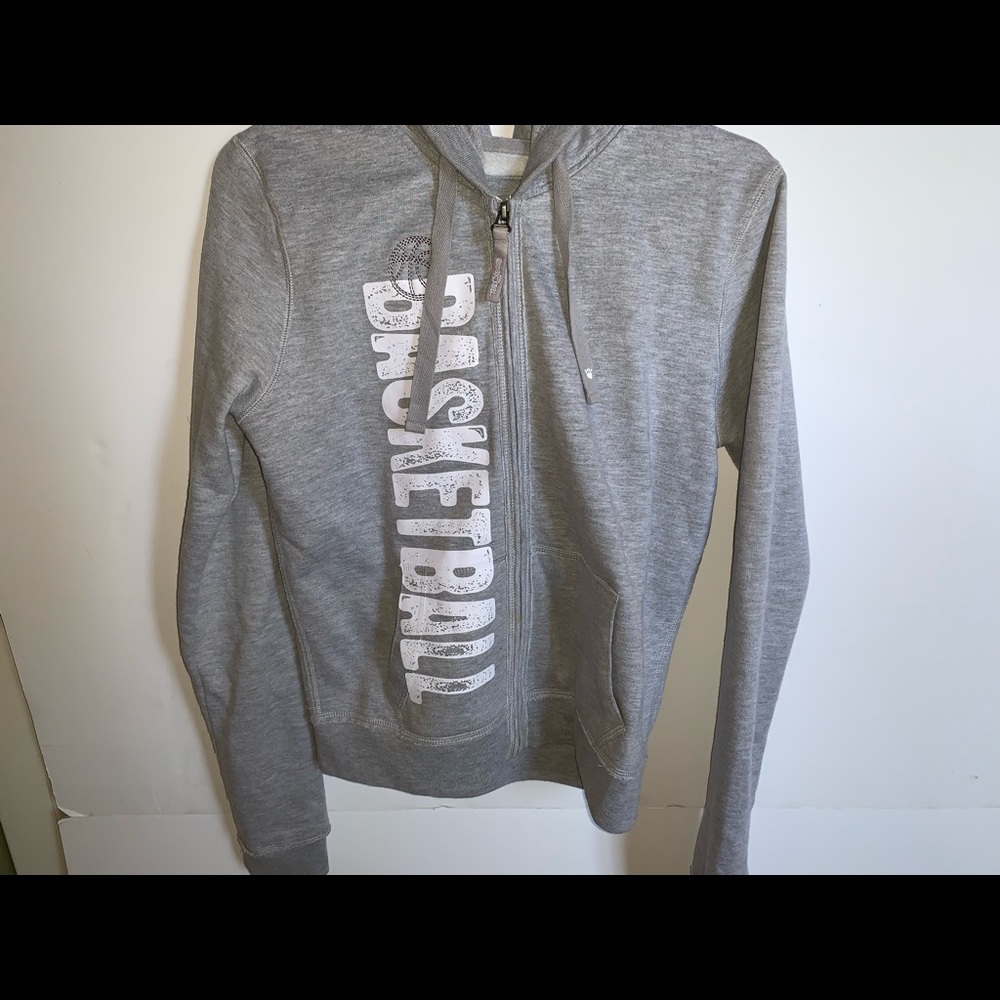 GREY BASKETBALL ZIP UP HOODIE